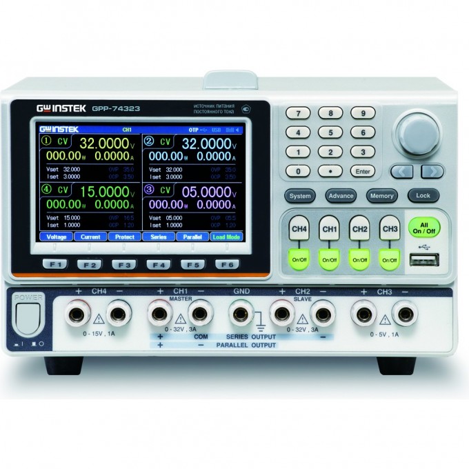 Источник питания постоянного тока GW INSTEK GPP-7xxxx 4 канала 32В/3А, 5В/1А, 15В/1А GPP-74323